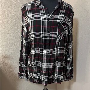 Black and White Plaid Button-Up Shirt